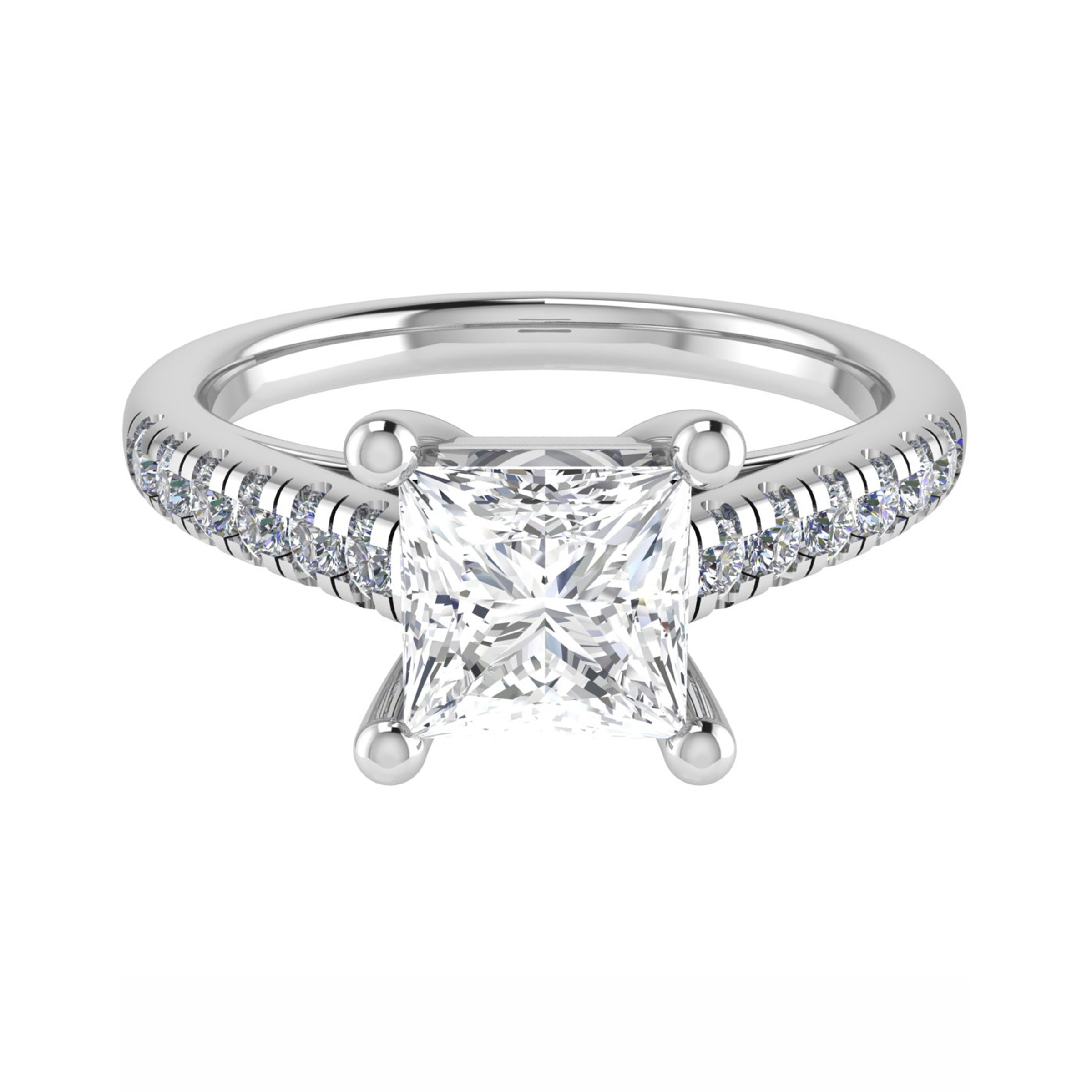 Celie Lab Grown Diamond 4 Prong Side Stone Engagement Ring