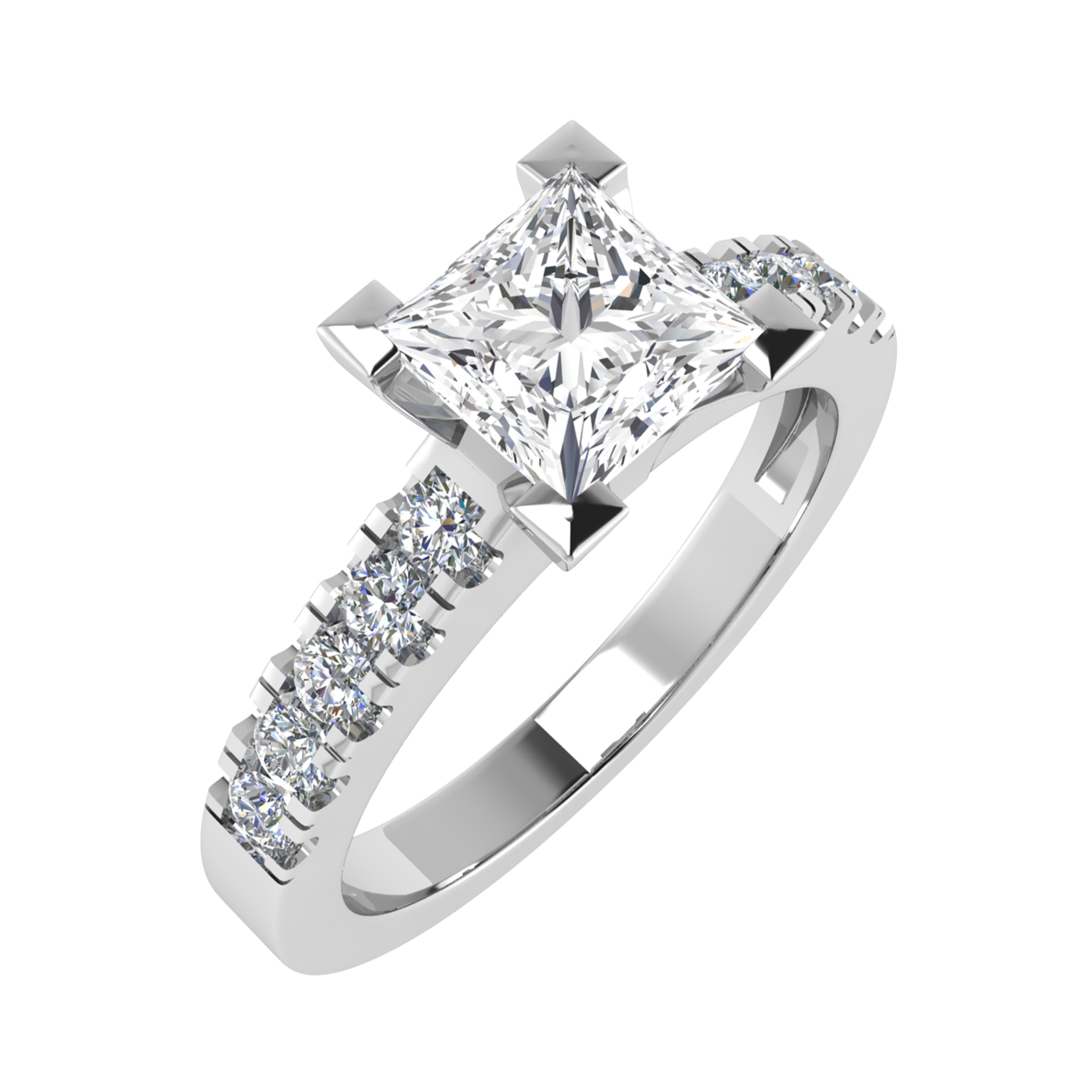  Chelsi Lab Grown Diamond 4 Prong Side Stone Engagement Ring