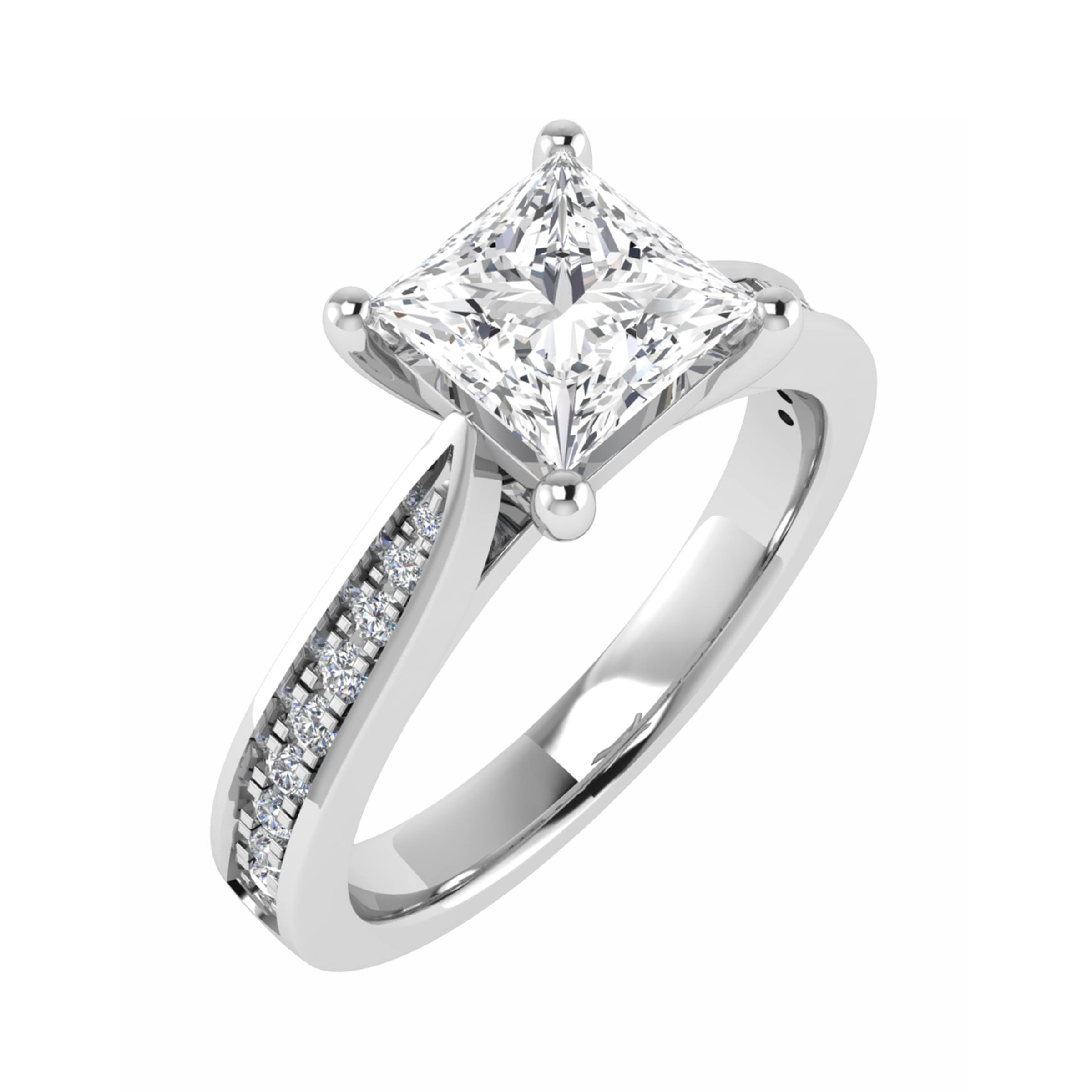  Cardea Lab Grown Diamond 4 Prong Side Stone Engagement Ring