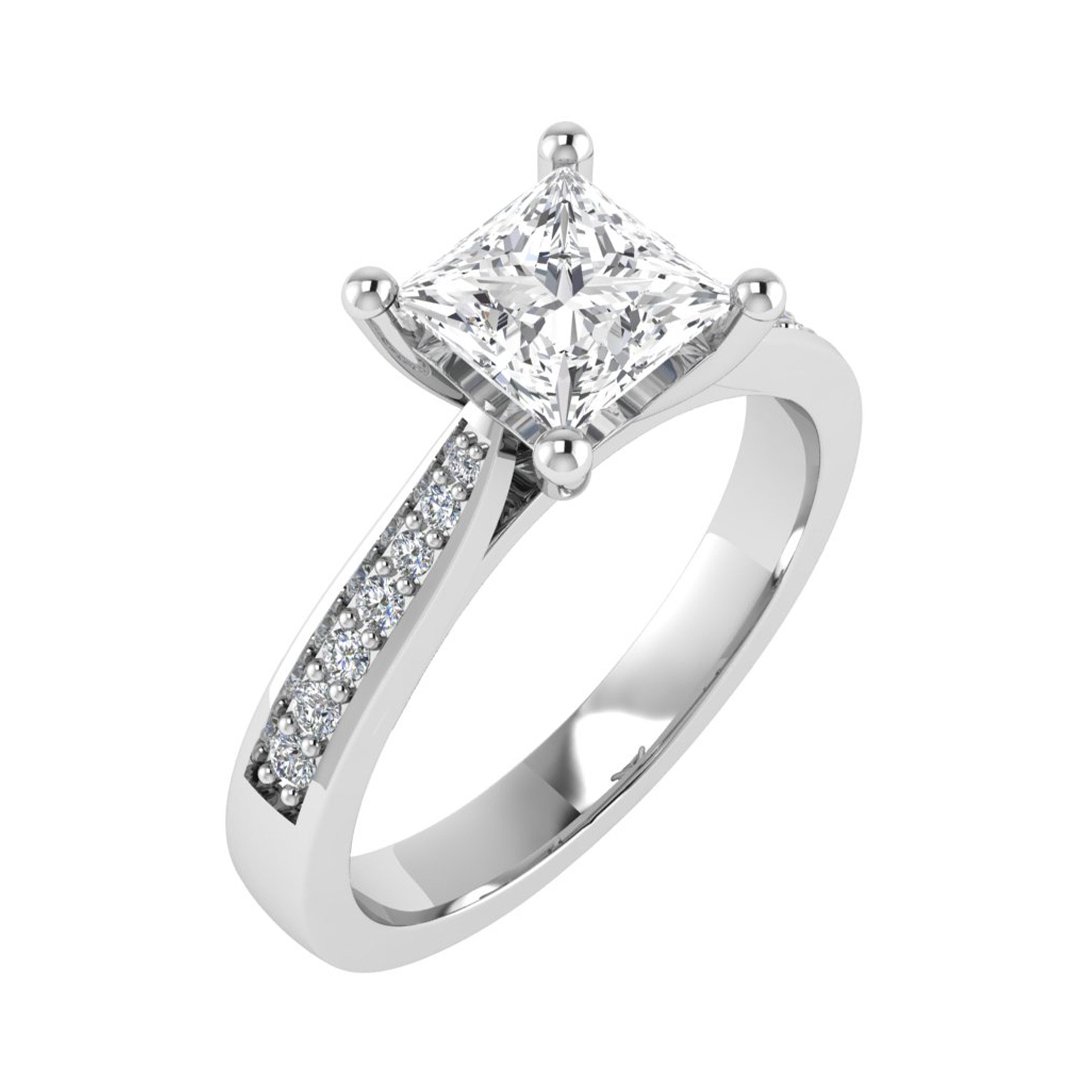  Carien Lab Grown Diamond 4 Prong Side Stone Engagement Ring