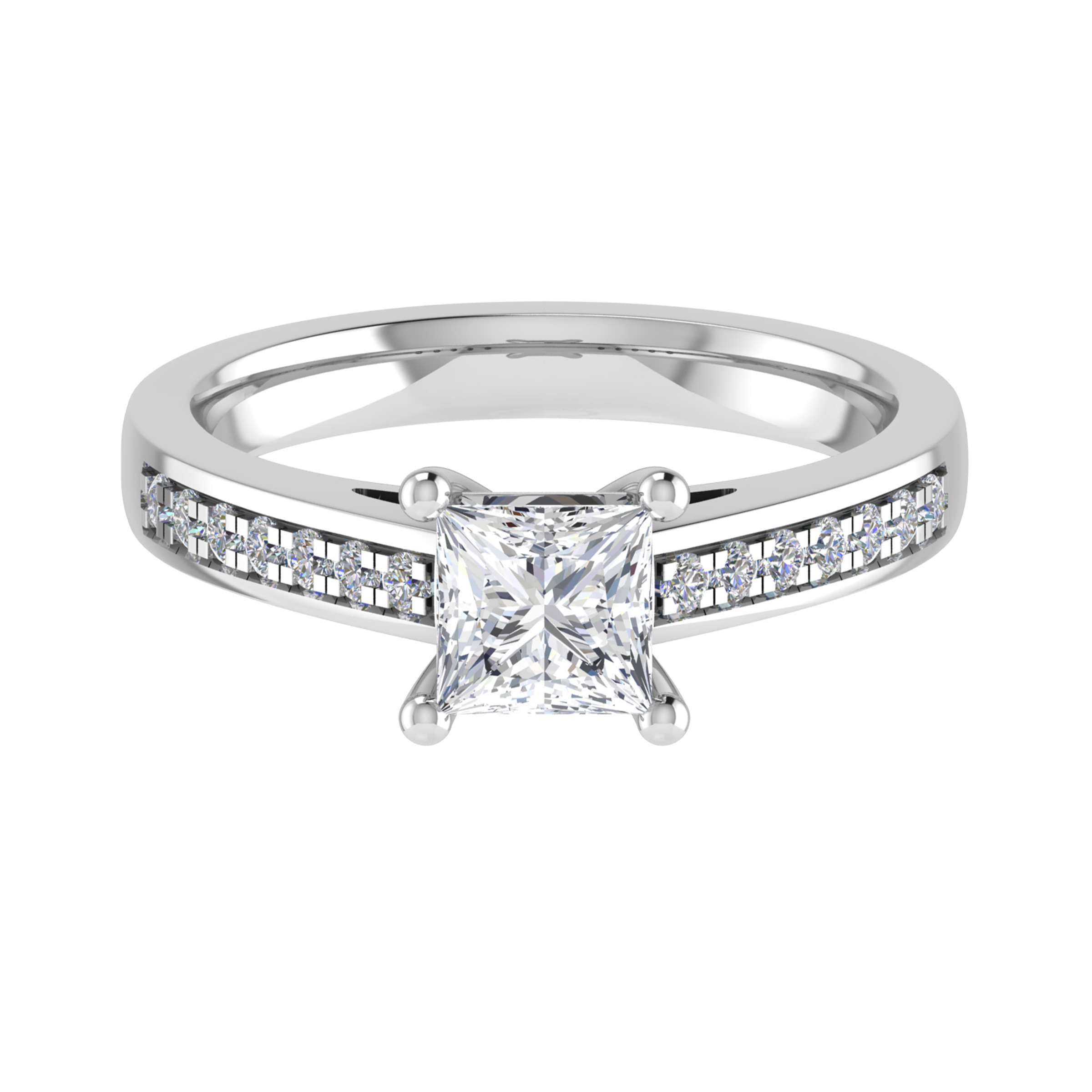 Codier Lab Grown Diamond 4 Prong Side Stone Engagement Ring