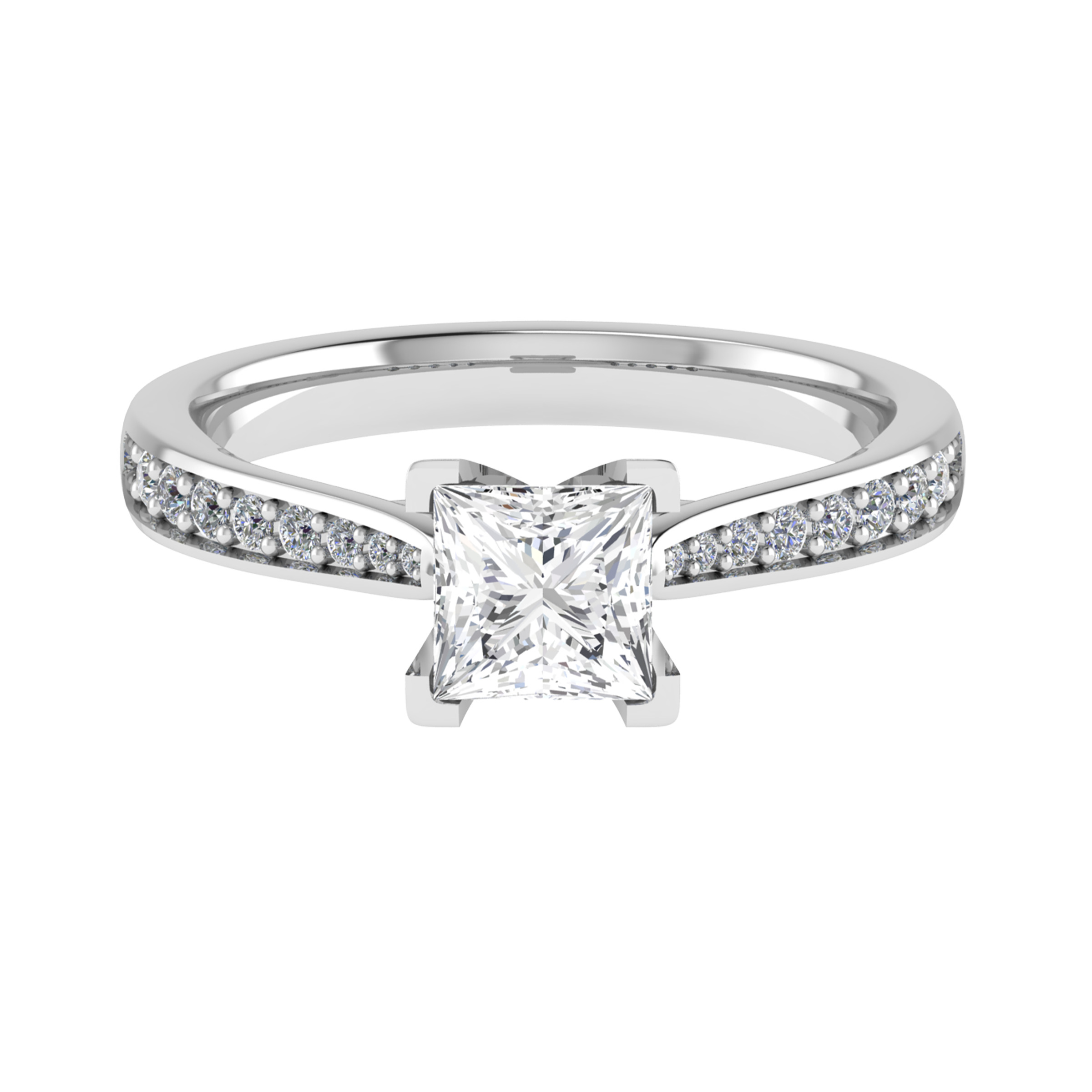 Cornelia Lab Grown Diamond 4 Prong Side Stone Engagement Ring