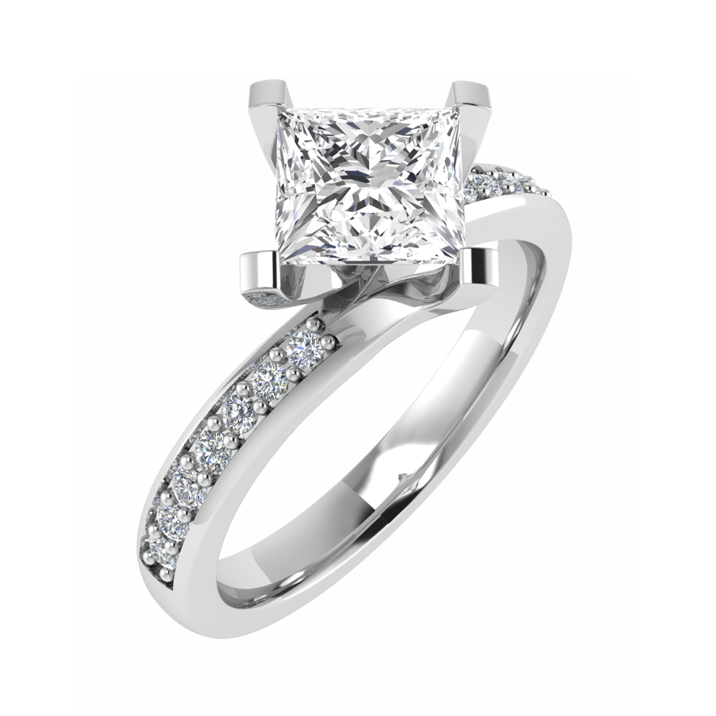  Cengifu Lab Grown Diamond 4 Prong Side Stone Engagement Ring
