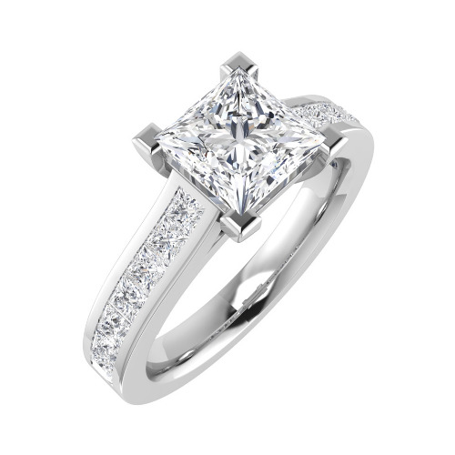  Carrie Lab Grown Diamond 4 Prong Side Stone Engagement Ring