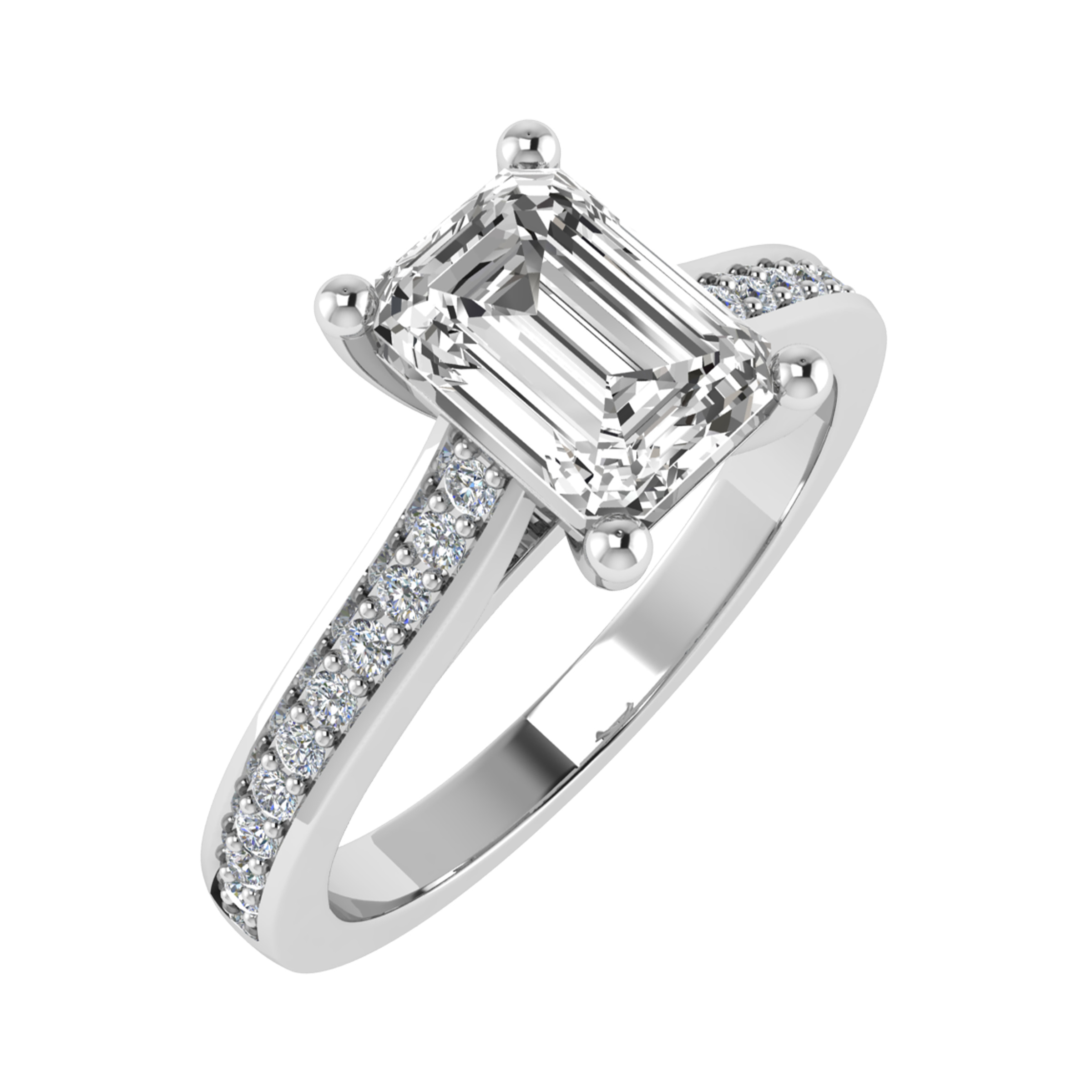 Clariss Natural Diamond 4 Prong Side Stone Engagement Ring