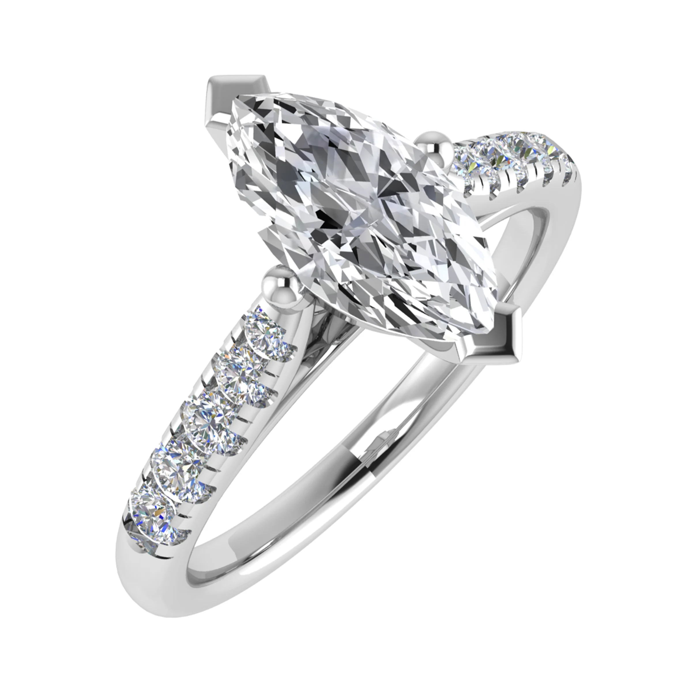 Chyna Lab Grown Diamond 4 Prong Side Stone Engagement Ring