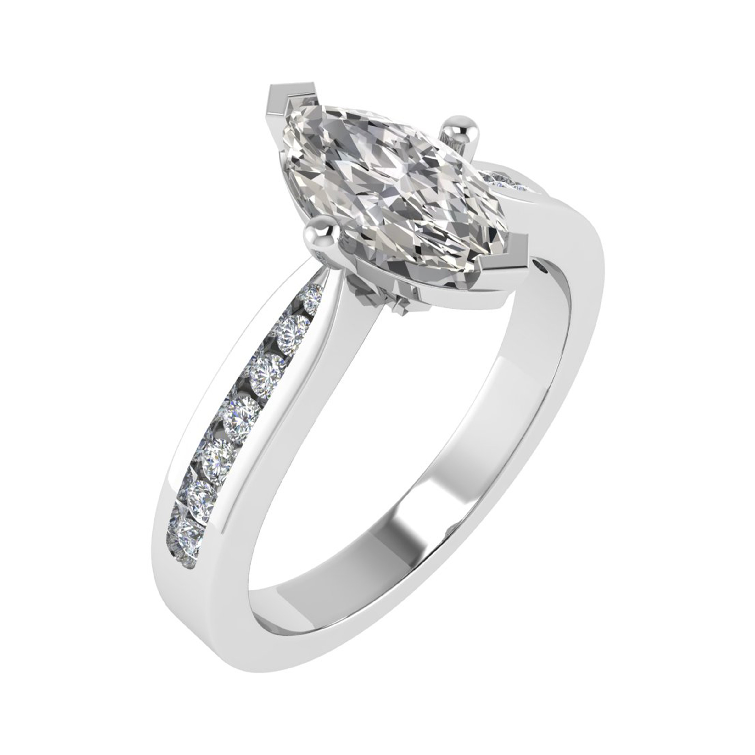  Chole Lab Grown Diamond 4 Prong Side Stone Engagement Ring