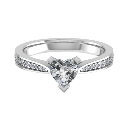 Jacqueline Natural Diamond 3 Prong Side Stone Engagement Ring