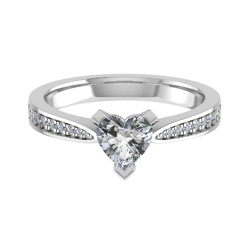 Jacqueline Natural Diamond Yellow Gold 3 Prong Side Stone Engagement Ring