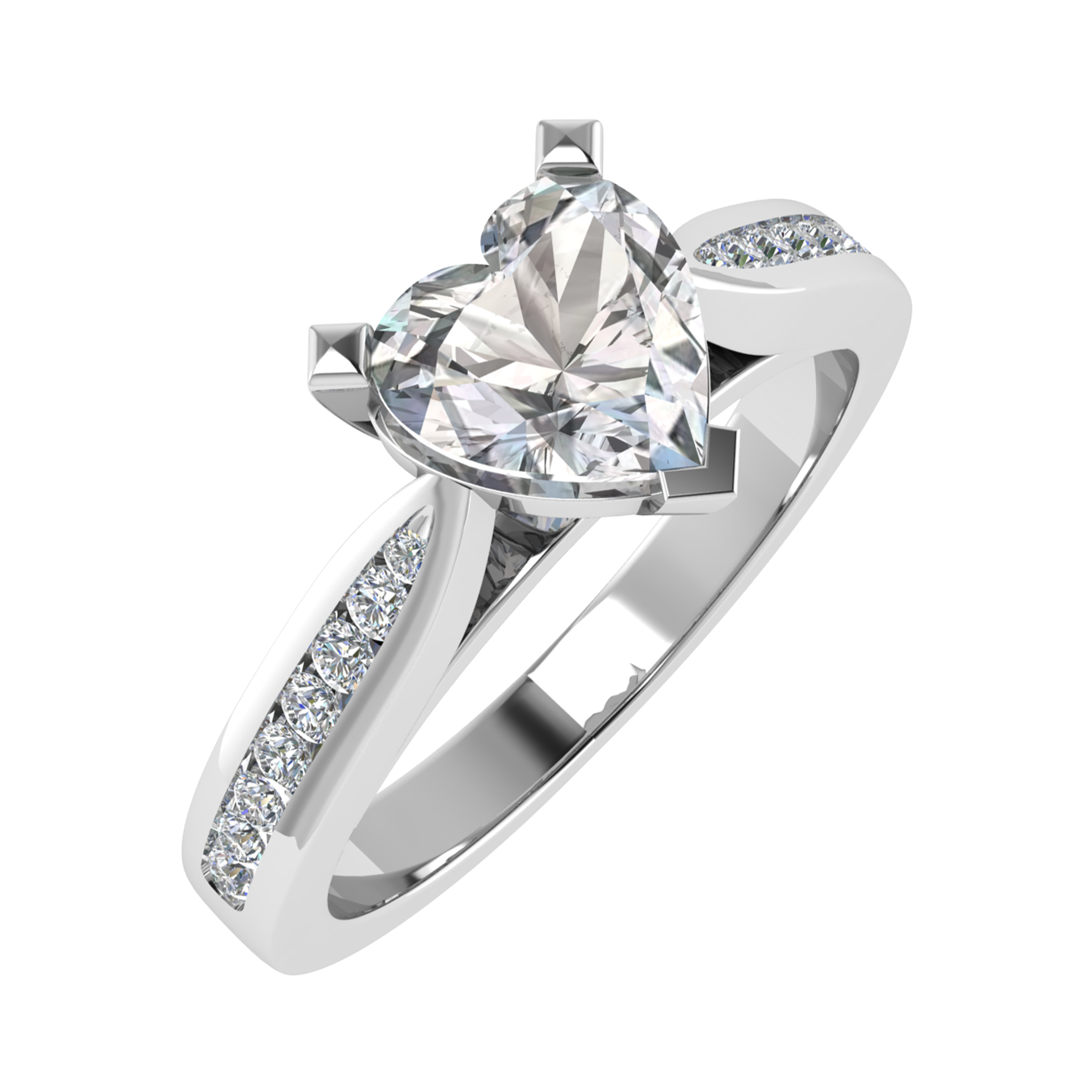 Natalia Lab Grown Diamond 3 Prong Side Stone Engagement Ring