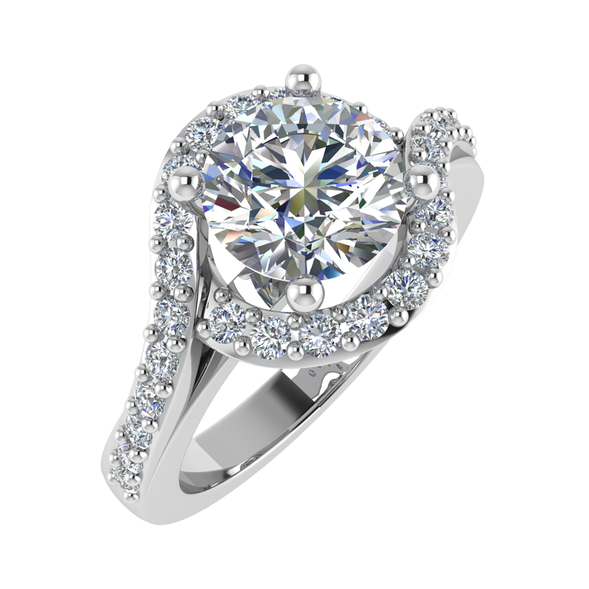 Delisa Lab Grown 4 Prong Side Stone Diamond Ring