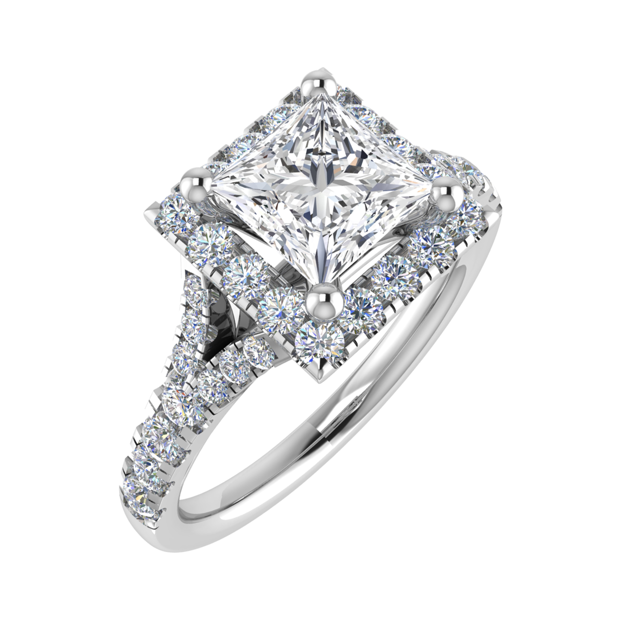Pearly Lab Grown 4 Prong Cluster Diamond Ring