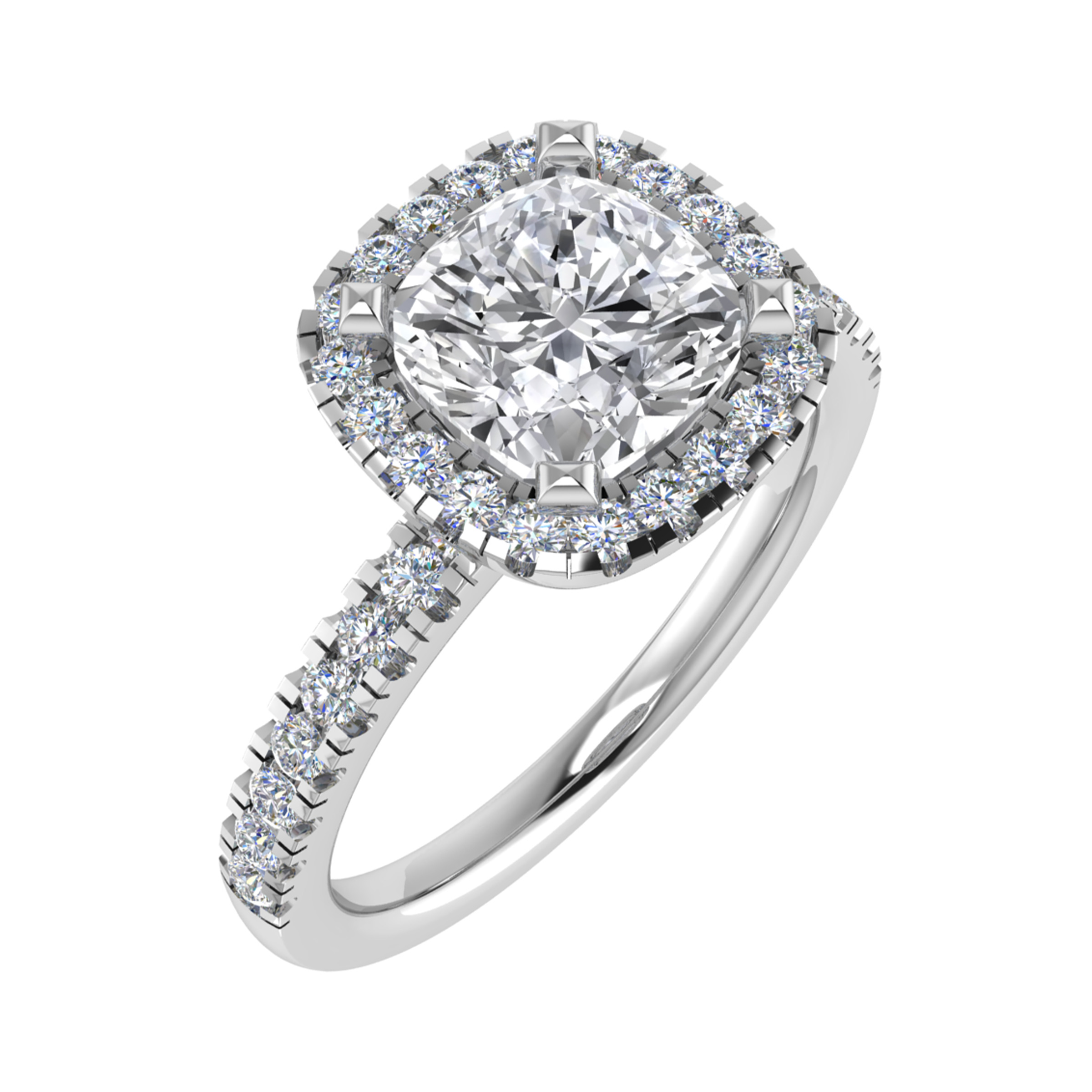 Serena Lab Grown 4 Prong Side Stone Diamond Ring