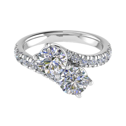 Cafna 0.50 - 1.50 Carat Lab Grown 4 Prong Two Stone Diamond Ring