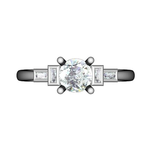 Charitina Natural Diamond 4 Prong Side Stone Engagement Ring