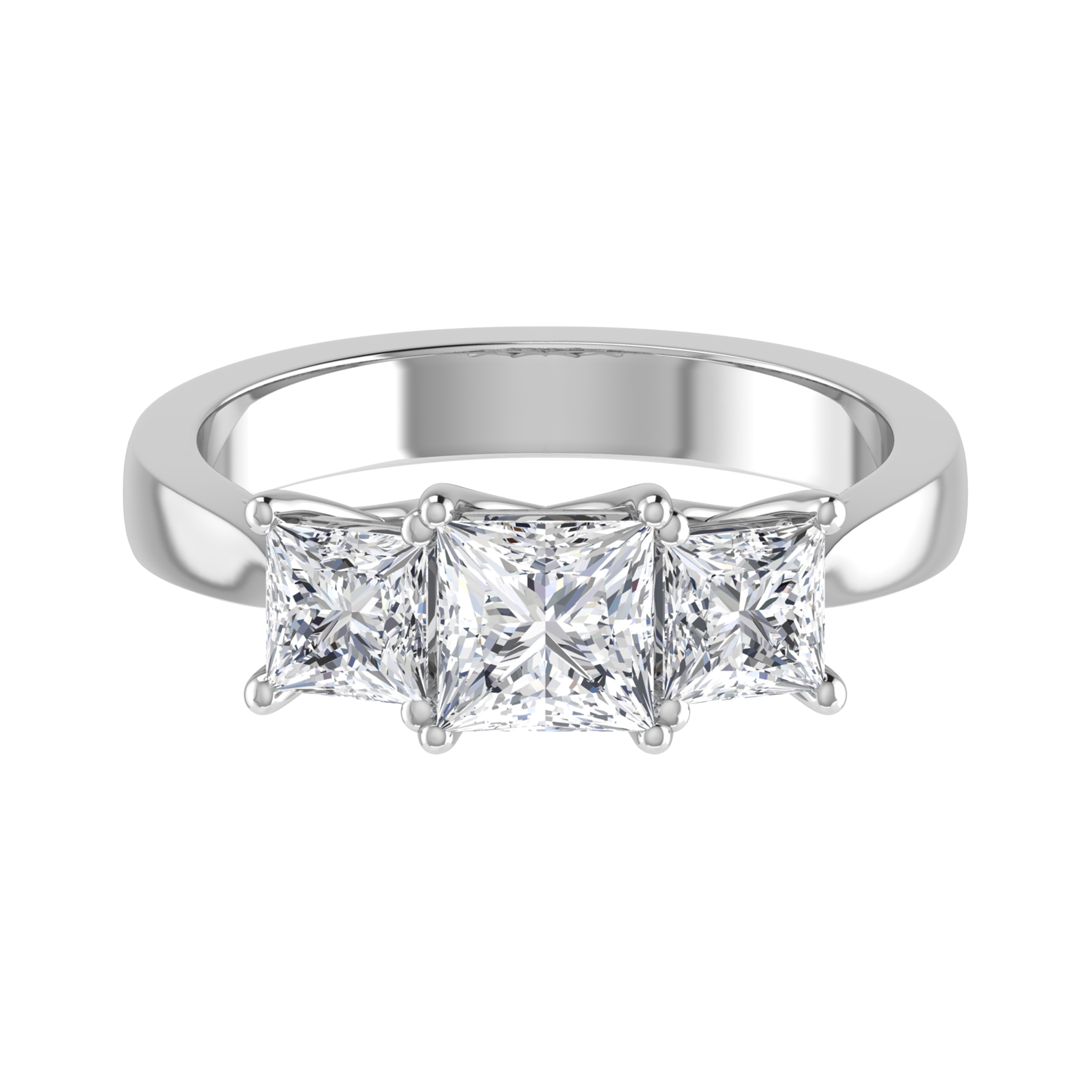 Dorine Lab Grown 4 Prong Trilogy Engagement Diamond Ring