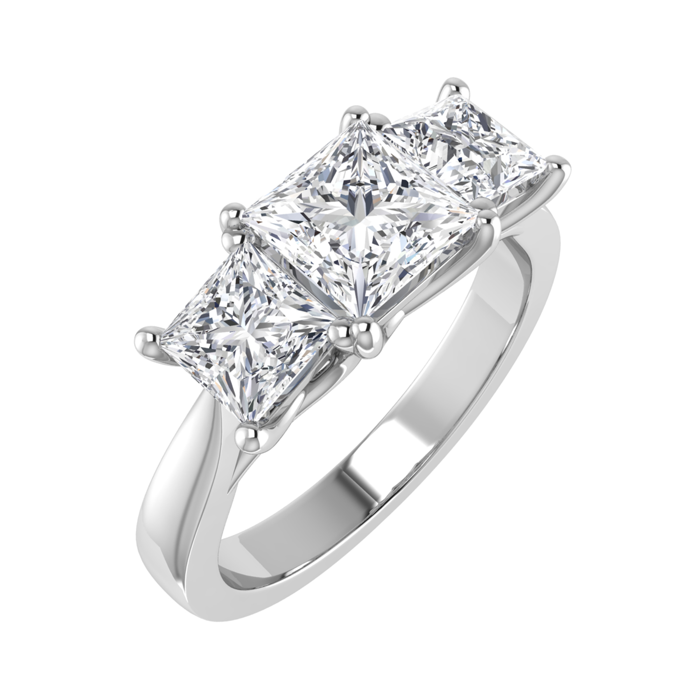 Dorine Lab Grown Yellow Gold 4 Prong Trilogy Engagement Diamond Ring