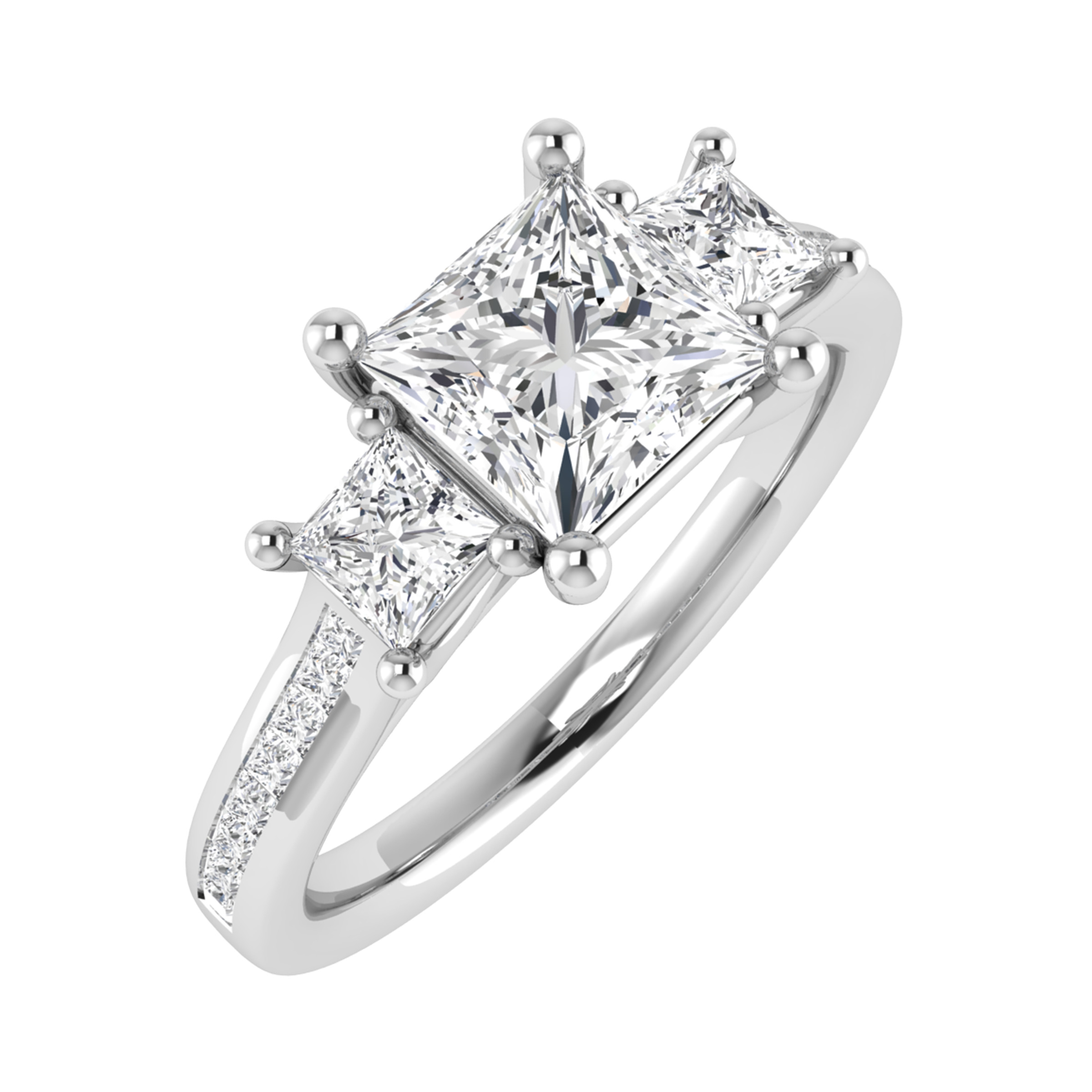 Dinorah Natural Yellow Gold 4 Prong 3 Stone Diamond Ring