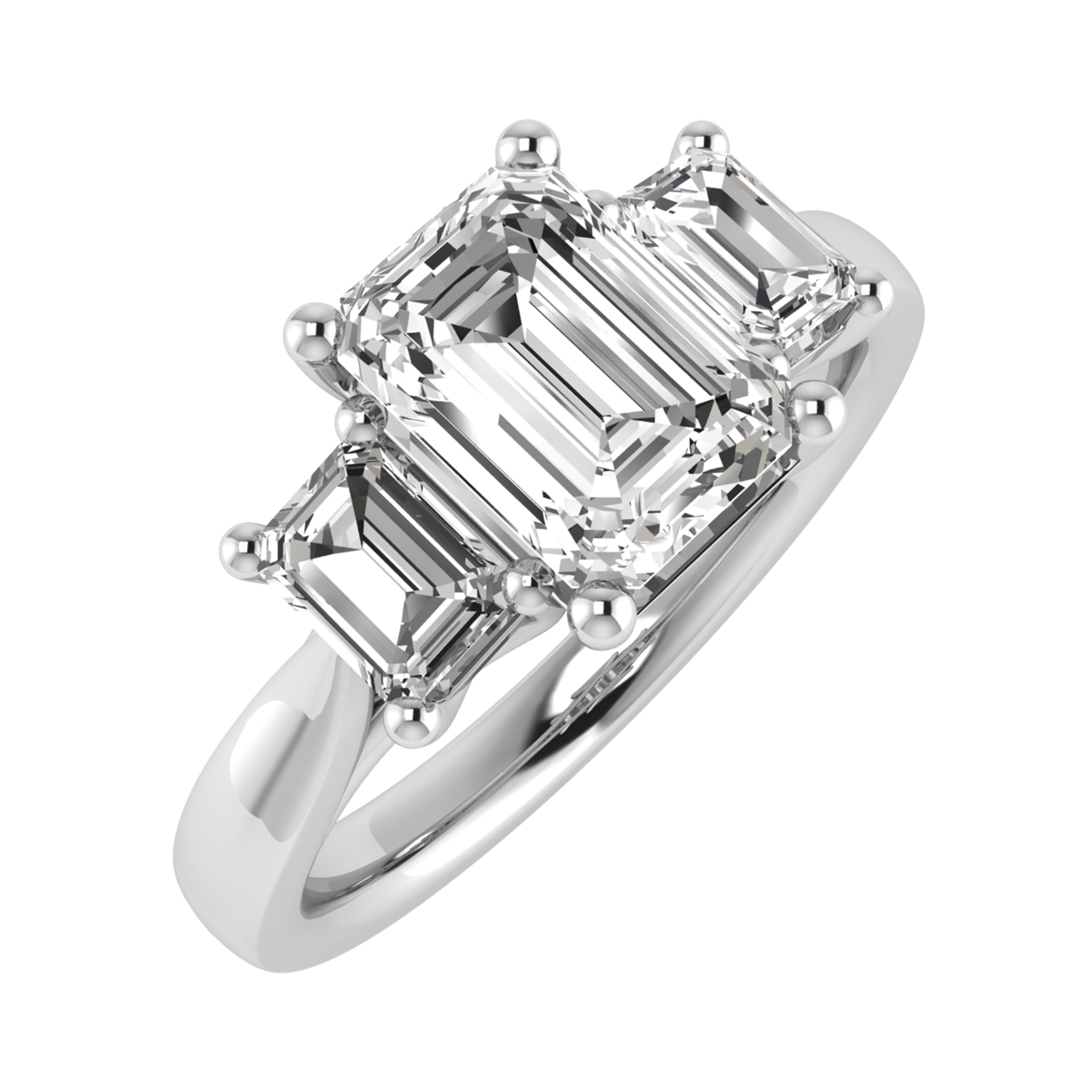 Deondra Lab Grown Yellow Gold 4 Prong Trilogy Engagement Diamond Ring