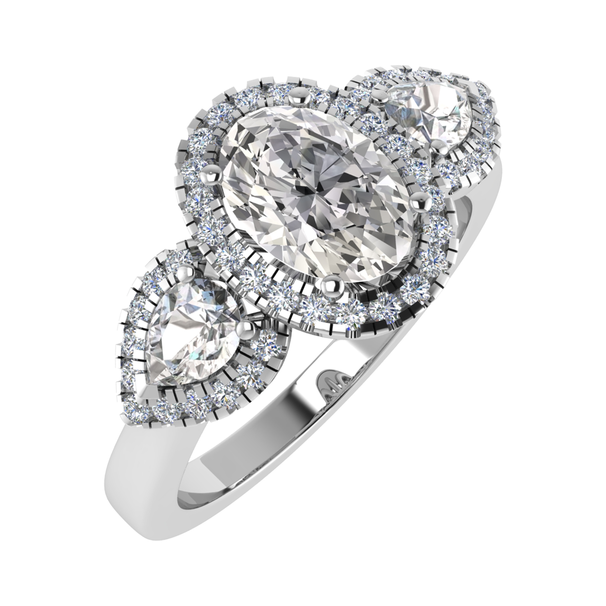 Daisi Lab Grown Yellow Gold 4 Prong 3 Stone Diamond Ring