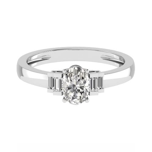 Helen  Natural Diamond 4 Prong Set Side Stone Engagement Ring