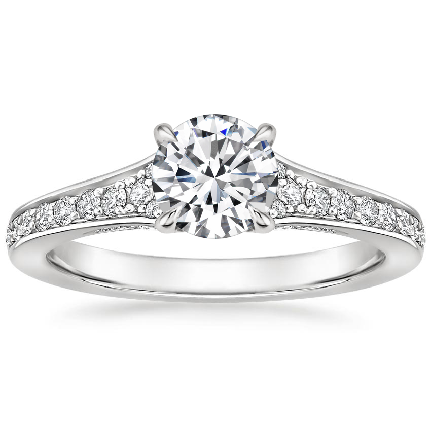 Delissa Lab Grown 4 Prong Side Stone Diamond Ring