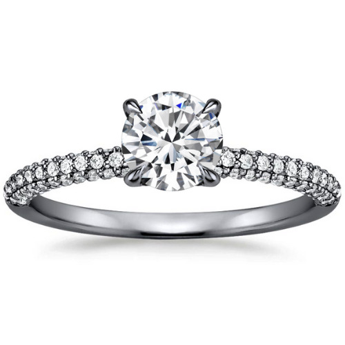 Clare Lab Grown Diamond Yellow Gold 4 Prong Side Stone Engagement Ring