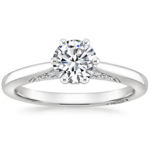 Claris Lab Grown Diamond 6 Prong Side Stone Engagement Ring