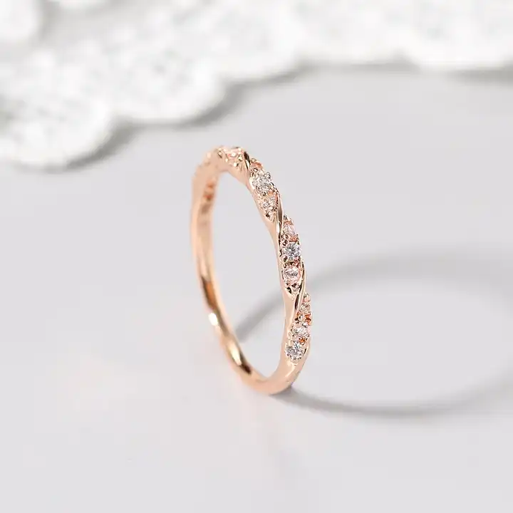 Rosa Natural Rose Gold Prong Half Eternity Diamond Ring