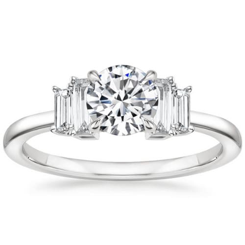 Celia 0.20 - 3.00 Carat Natural Diamond 4 Prong Set Side Stone Engagement Ring