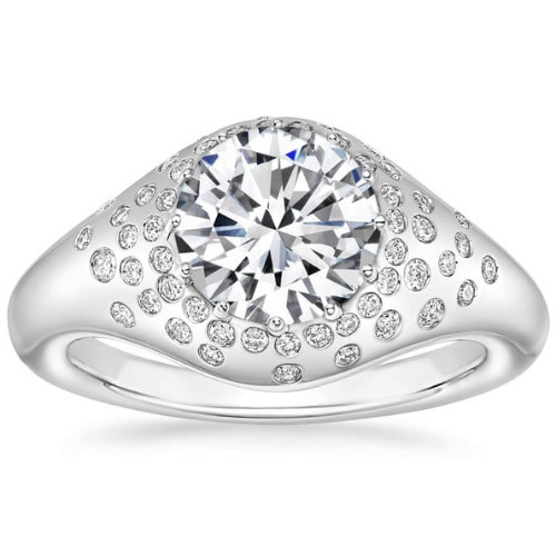  Claira Natural Diamond Yellow Gold Bezel Set Side Stone Engagement Ring