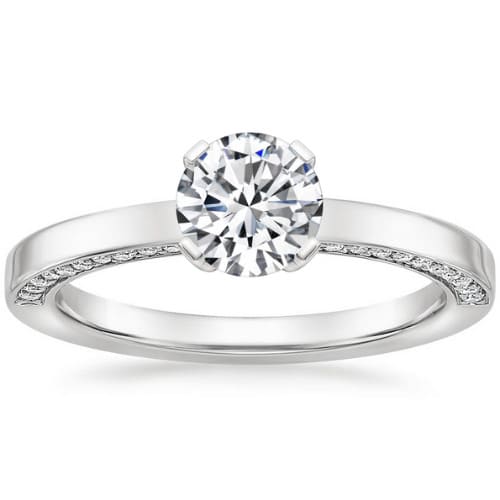Cambree Natural Diamond 4 Prong Set Side Stone Engagement Ring