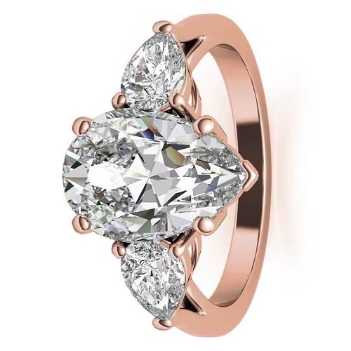 Dameta Lab Grown Rose Gold 4 Prong 3 Stone Diamond Ring