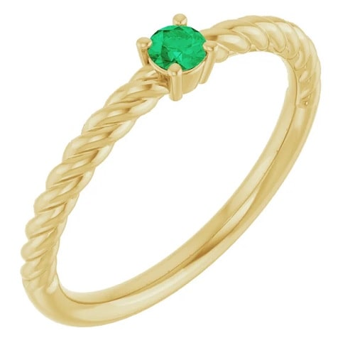Bethel Emerald Yellow Gold 4 Prong 