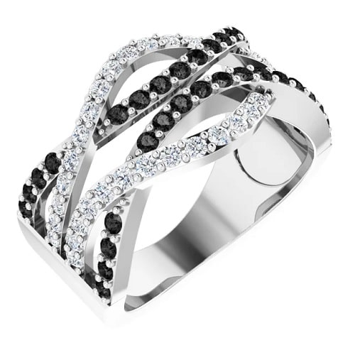 Zanova Yellow Gold Black Diamond Ring