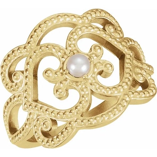 Oliver Pearl Yellow Gold Gemstone Diamond Ring