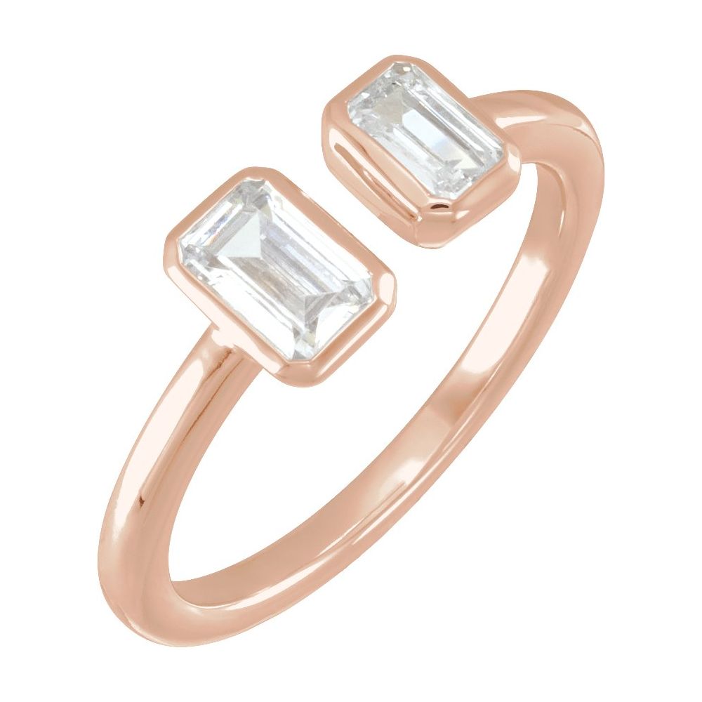 Creeda Lab Grown Rose Gold Bezel Two Stone Diamond Ring