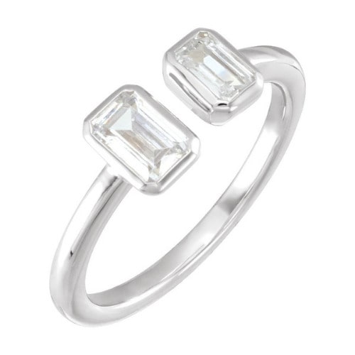  Creeda Lab Grown Bezel Two Stone Diamond Ring