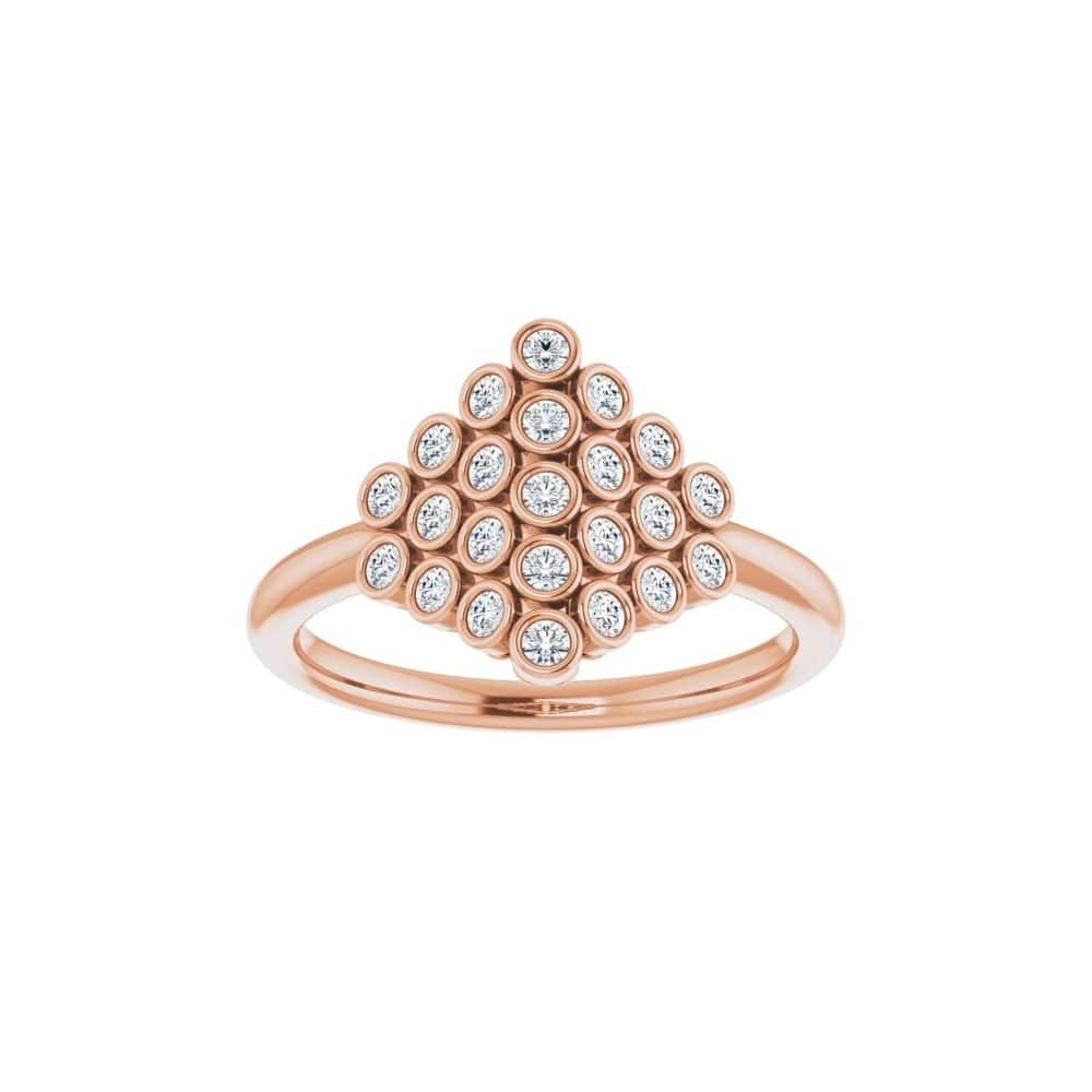 Everlee Lab Grown Rose Gold Bezel Cluster Diamond Ring