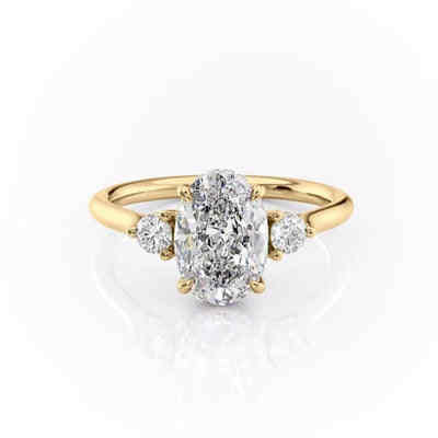 Jenefa Lab Grown Yellow Gold Trilogy Engagement Diamond Ring