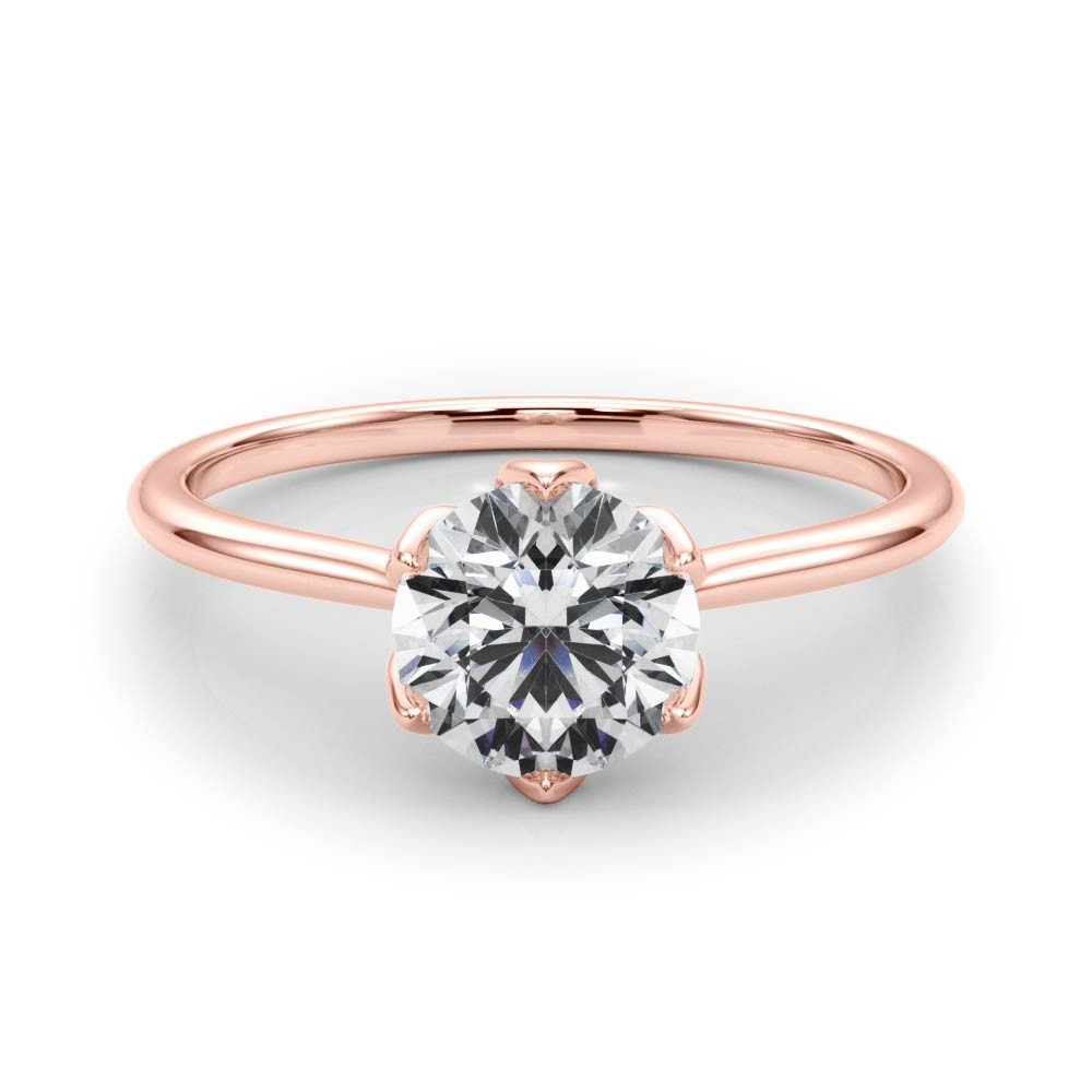 Maebry Lab Grown Diamond Rose Gold 6 Prong Classic Solitaire Engagement Ring