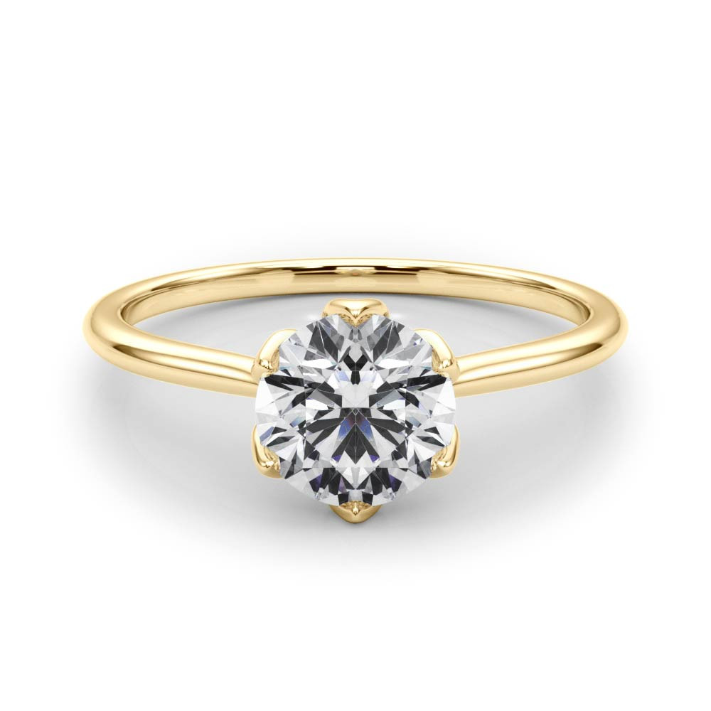 Maebry Lab Grown Diamond Yellow Gold 6 Prong Classic Solitaire Engagement Ring