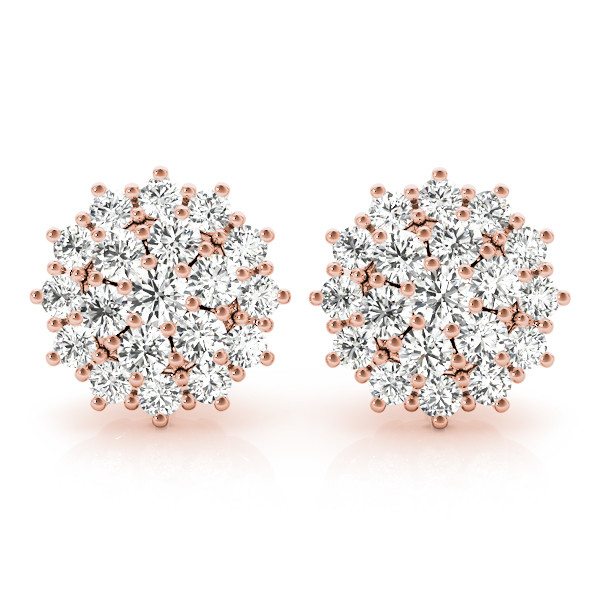 Dorothy Lab Grown Rose Gold Cluster Diamond Earrings