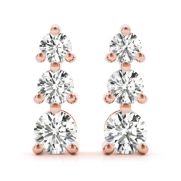 Violet Lab Grown Rose Gold Cluster Diamond Earrings