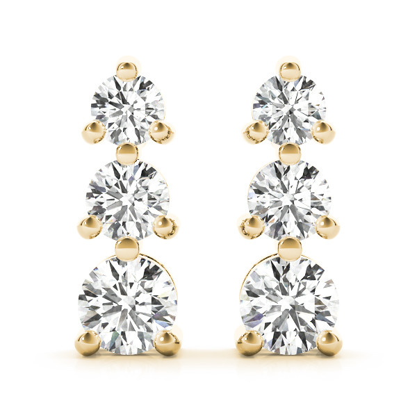 Violet Lab Grown Yellow Gold Cluster Diamond Earrings