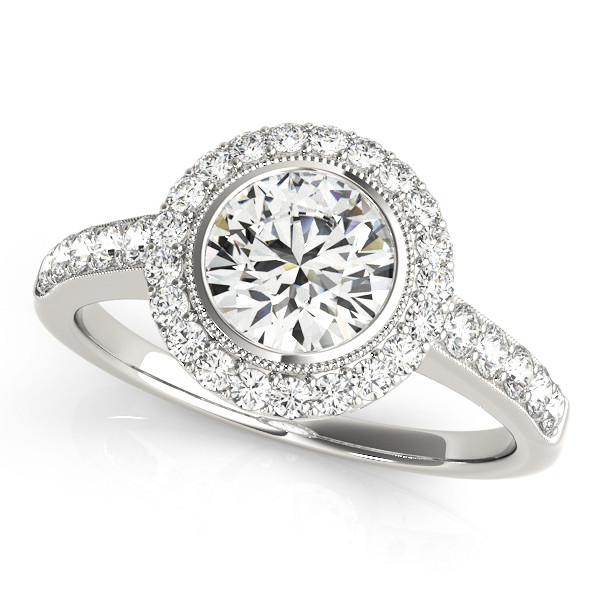 Jania Natural Silver Halo Engagement Diamond Ring