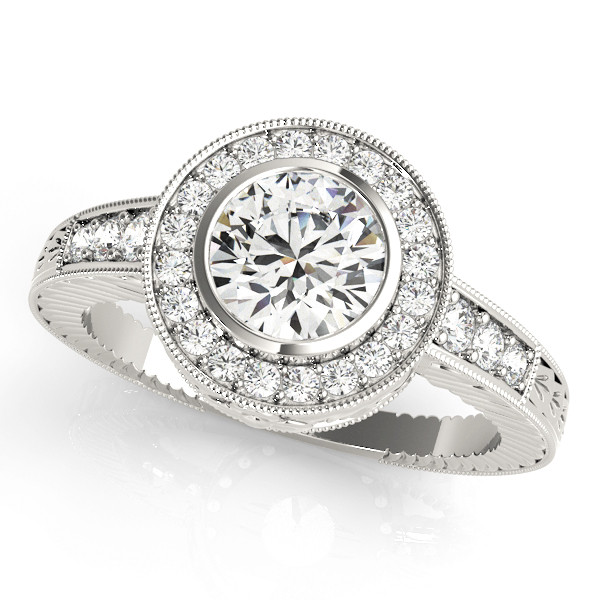 Karly Natural Silver Halo Engagement Diamond Ring
