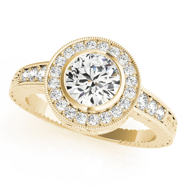Karly Natural Yellow Gold Halo Engagement Diamond Ring