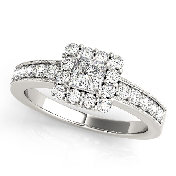 Keylani Natural Silver Halo Diamond Ring