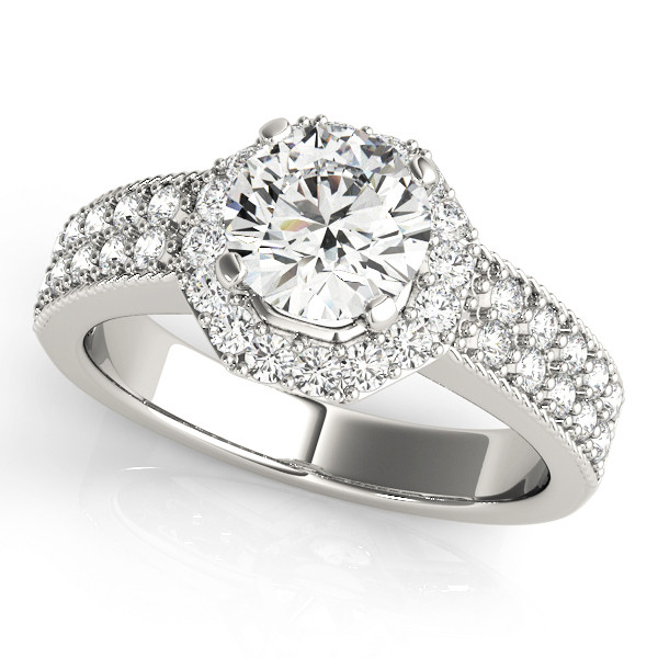 Juanita Natural White Gold Halo Diamond Ring